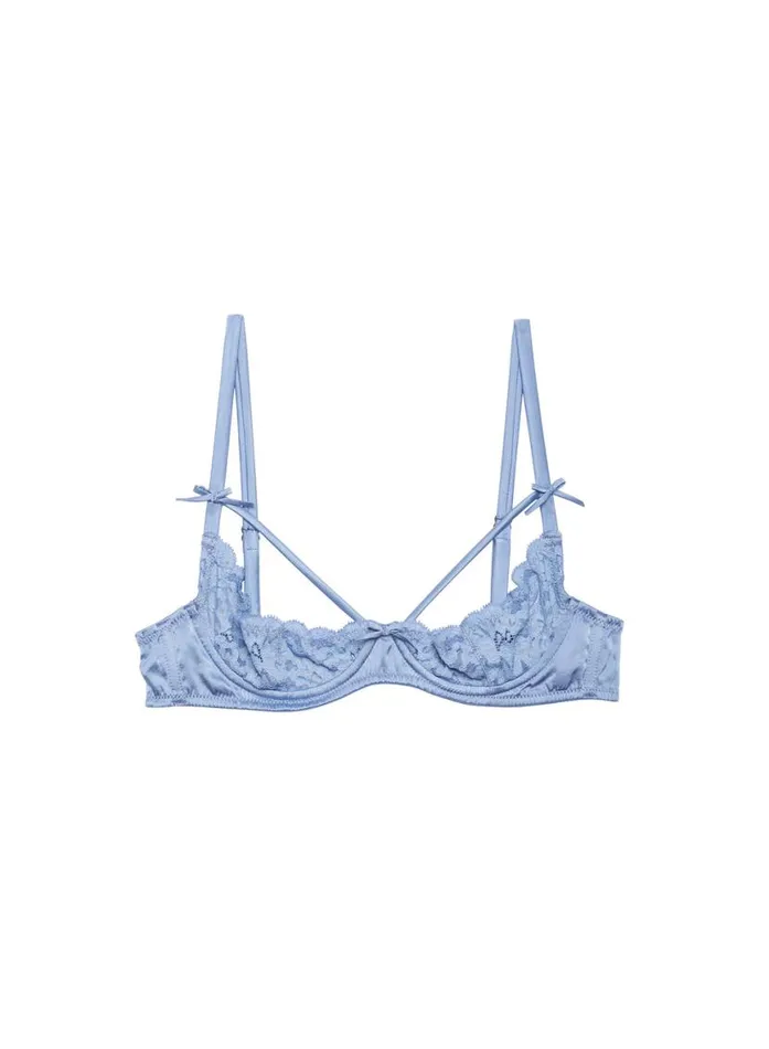 Lingerie PleasureLingerieClothing Fleur Du Mal Charlotte Peekaboo Bra Ciel