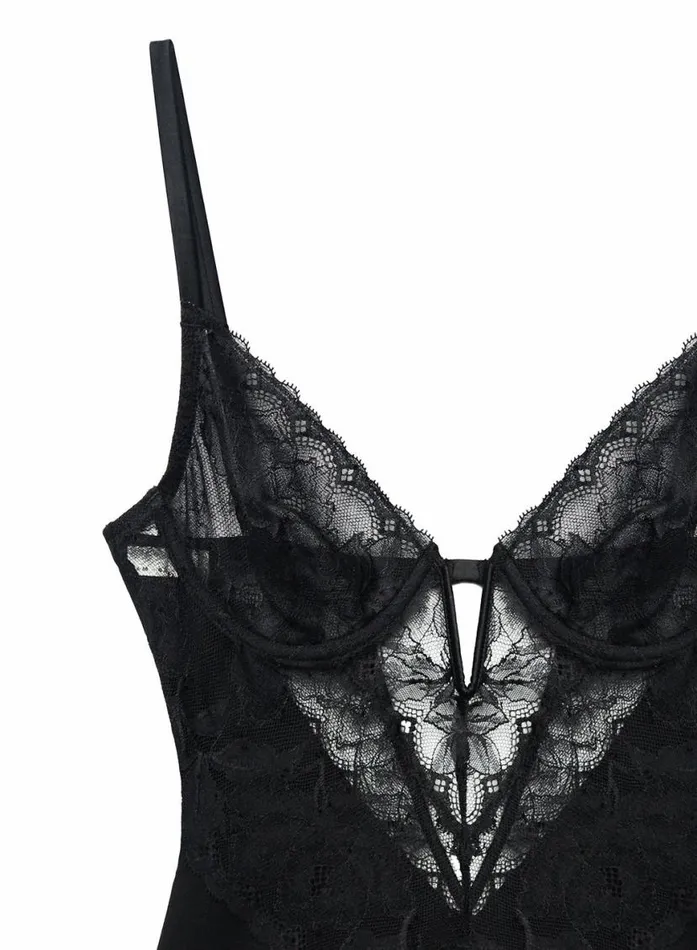 Lingerie PleasureLingerieClothing Fleur Du Mal Gardenia Lace Bodysuit Black