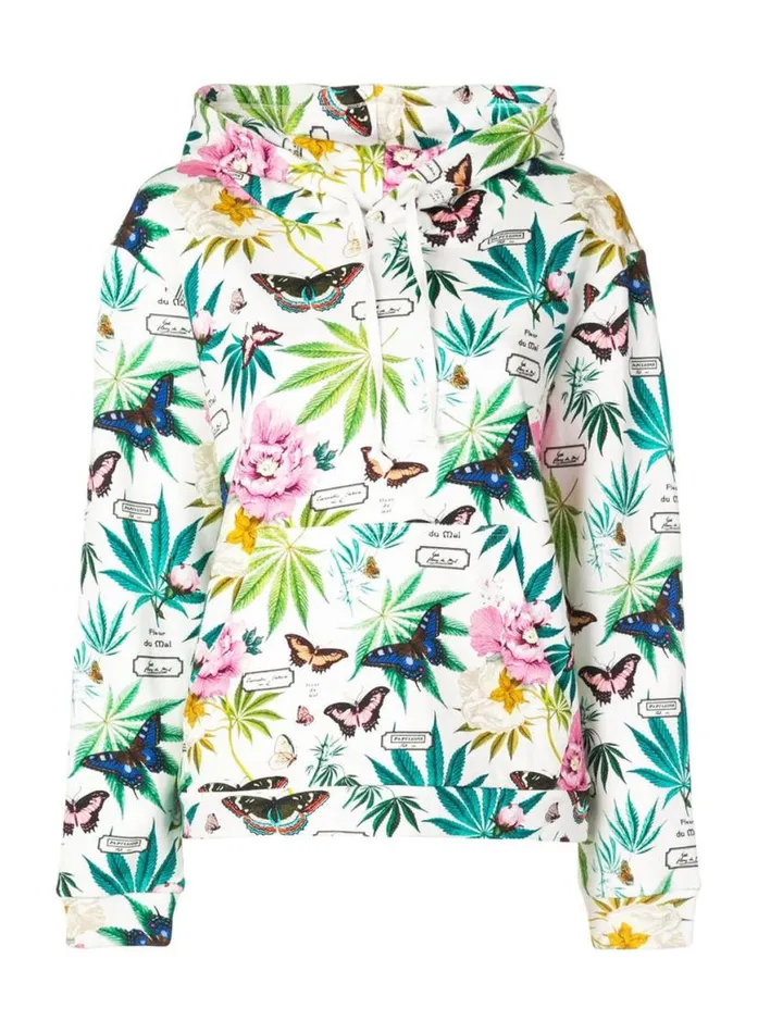 Long Sleeve Clothing Fleur Du Mal Botanical Hoodie Papillon White