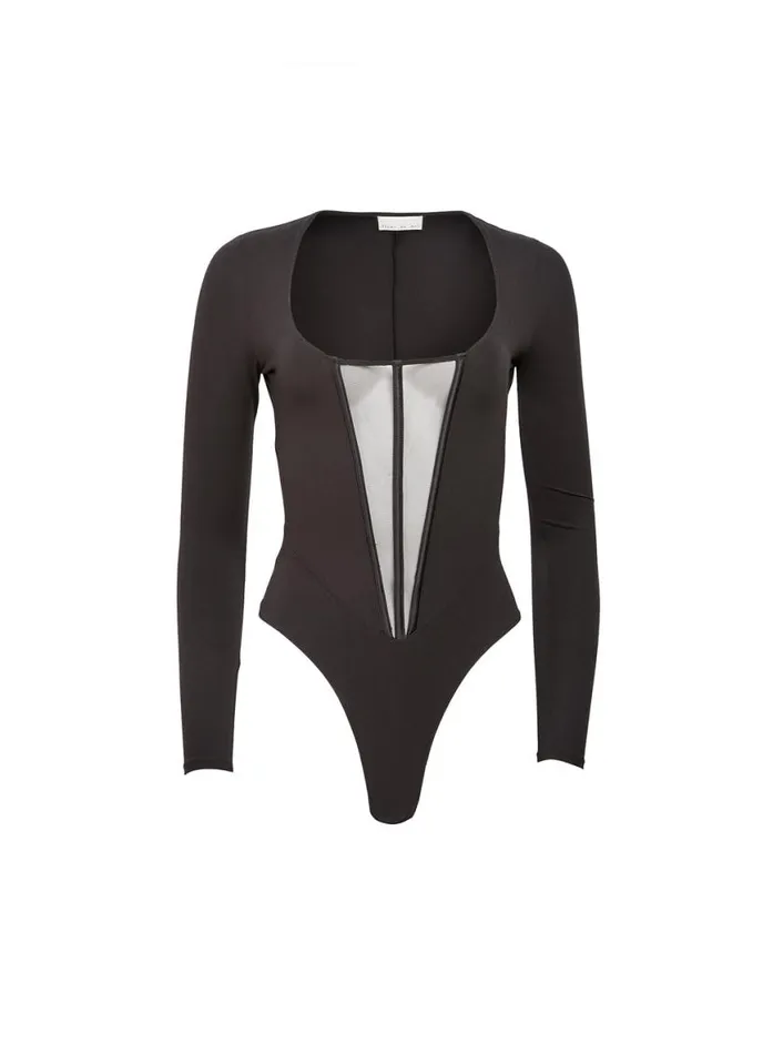 Long Sleeve Clothing Fleur Du Mal Long Sleeve Jersey Bodysuit Black