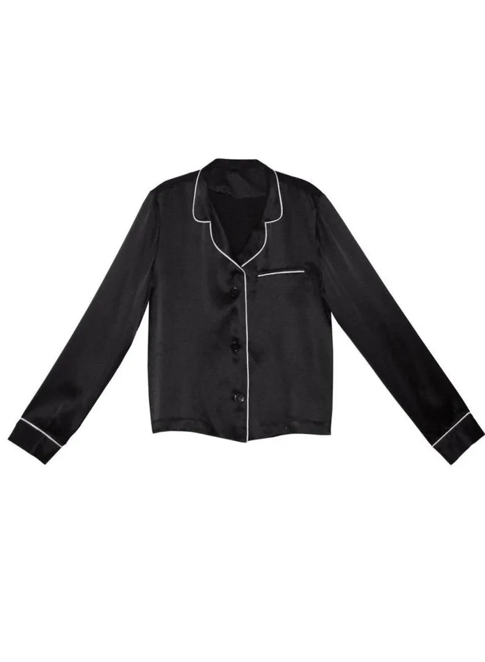 Long Sleeve LingerieClothing Fleur Du Mal Fleur PJ Top Black