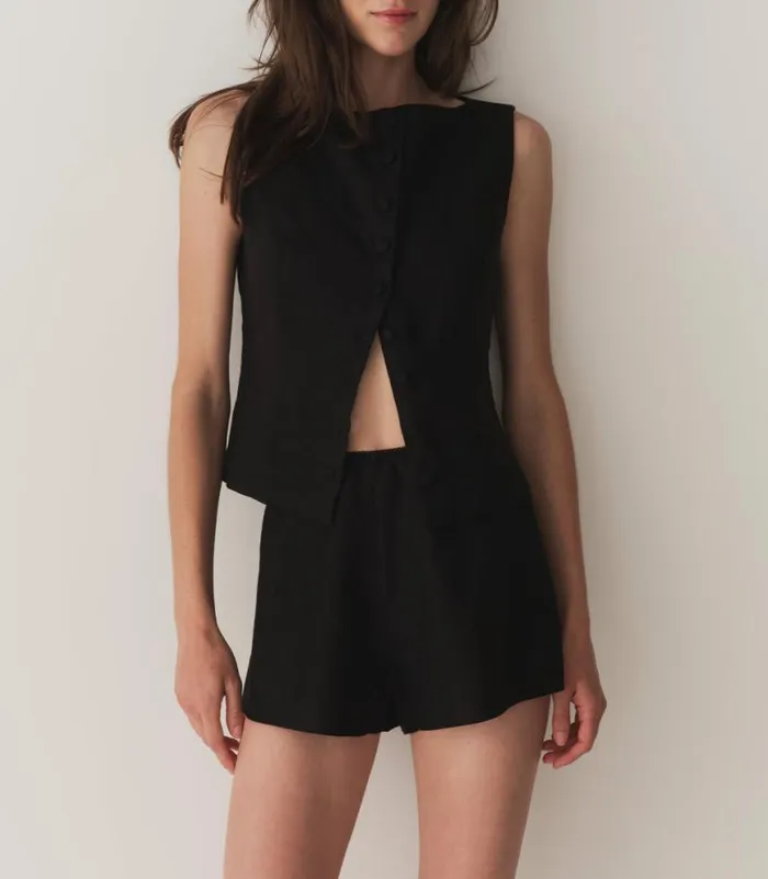 LOREN LINEN SHORT Black Shop DEN Pants and Shorts
