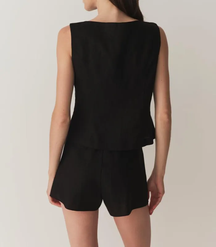 LOREN LINEN SHORT Black Shop DEN Pants and Shorts