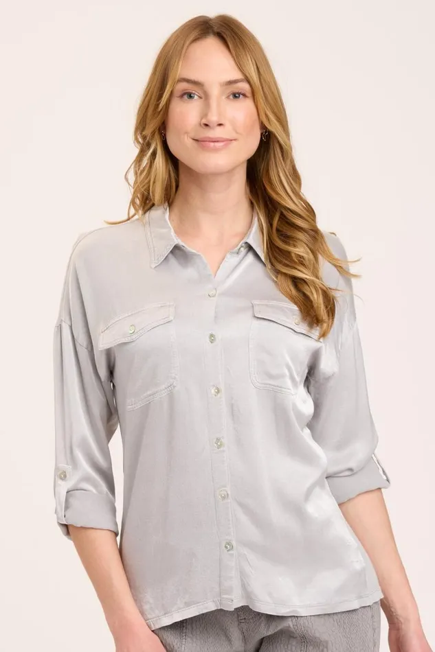 Ludolf ButtonUp Soft Pebble Pigment Clothing XCVI ShirtsBlouses