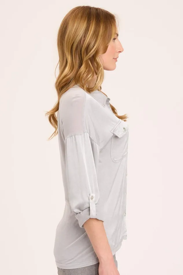 Ludolf ButtonUp Soft Pebble Pigment Clothing XCVI ShirtsBlouses