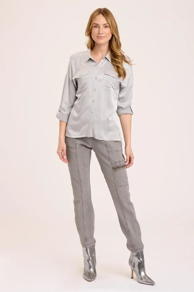Ludolf ButtonUp Soft Pebble Pigment Clothing XCVI ShirtsBlouses