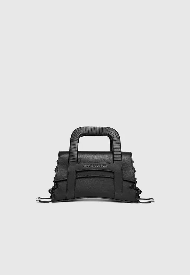 Manire De Voir Bags Manire De Voir Woman Caged Vegan Leather Lace Up Bag 8211 Black Manire De Voir Bags Manire De Voir Woman Caged Vegan Leather Lace Up Bag 8211 Black