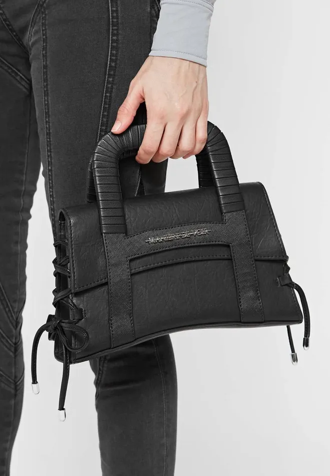Manire De Voir Bags Manire De Voir Woman Caged Vegan Leather Lace Up Bag 8211 Black