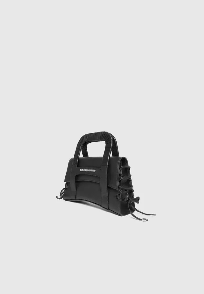 Manire De Voir Bags Manire De Voir Woman Caged Vegan Leather Lace Up Bag 8211 Black