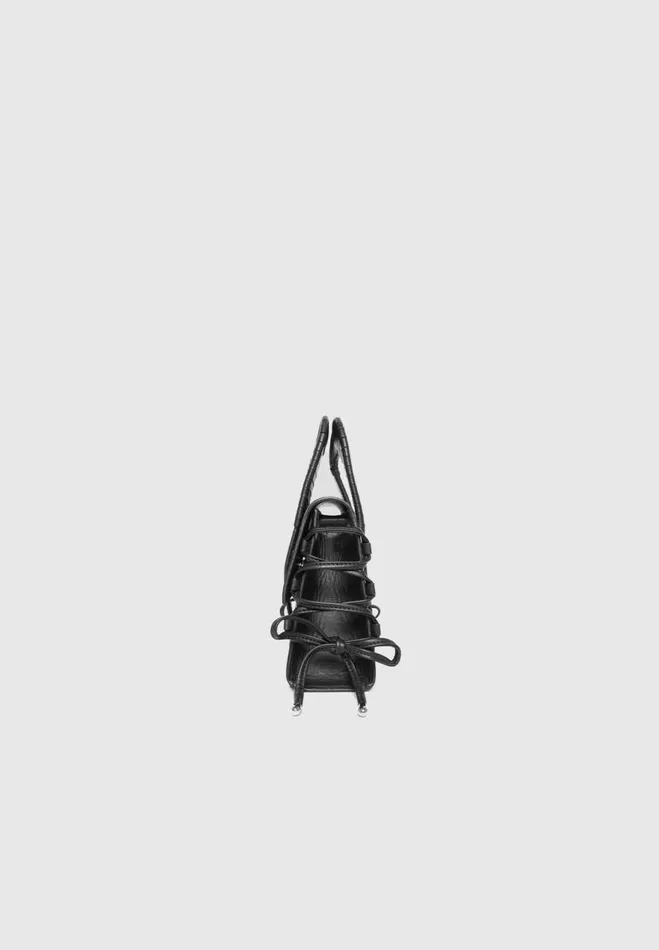Manire De Voir Bags Manire De Voir Woman Caged Vegan Leather Lace Up Bag 8211 Black