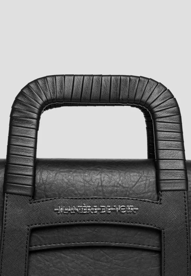 Manire De Voir Bags Manire De Voir Woman Caged Vegan Leather Lace Up Bag 8211 Black