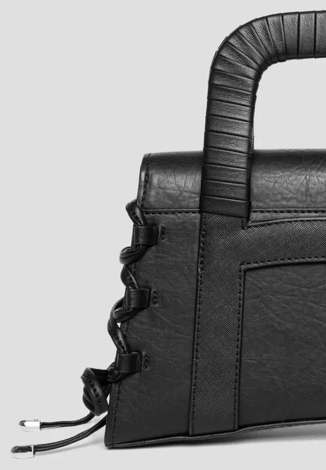 Manire De Voir Bags Manire De Voir Woman Caged Vegan Leather Lace Up Bag 8211 Black