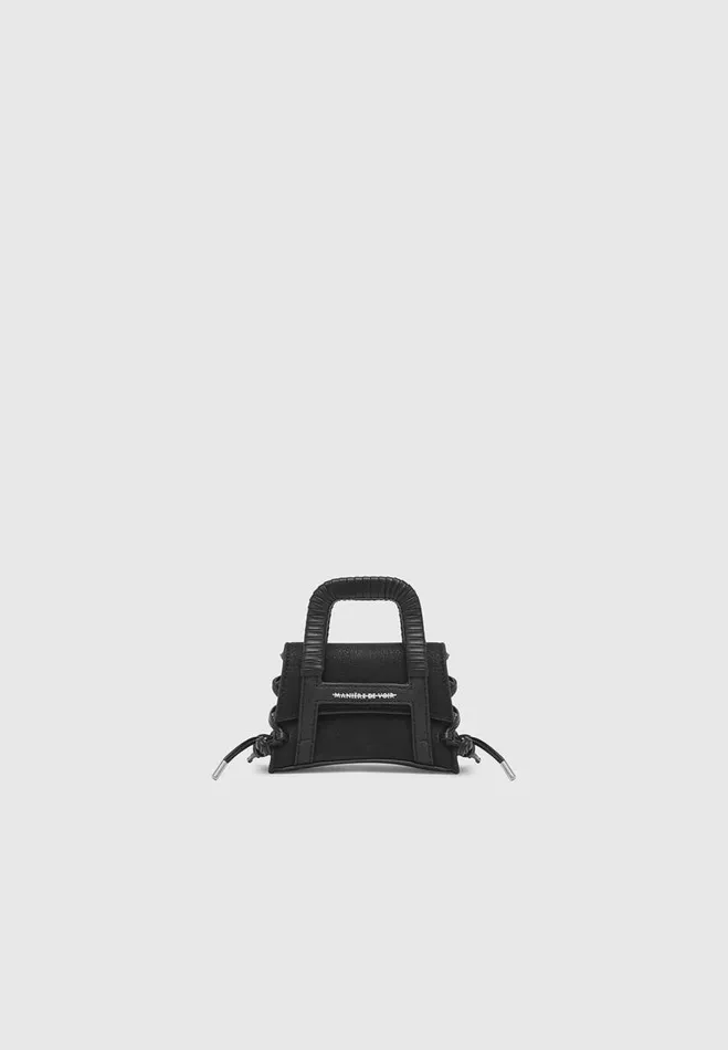 Manire De Voir Bags Manire De Voir Woman Miniature Caged Vegan Leather Lace Up Bag 8211 Black Manire De Voir Bags Manire De Voir Woman Miniature Caged Vegan Leather Lace Up Bag 8211 Black