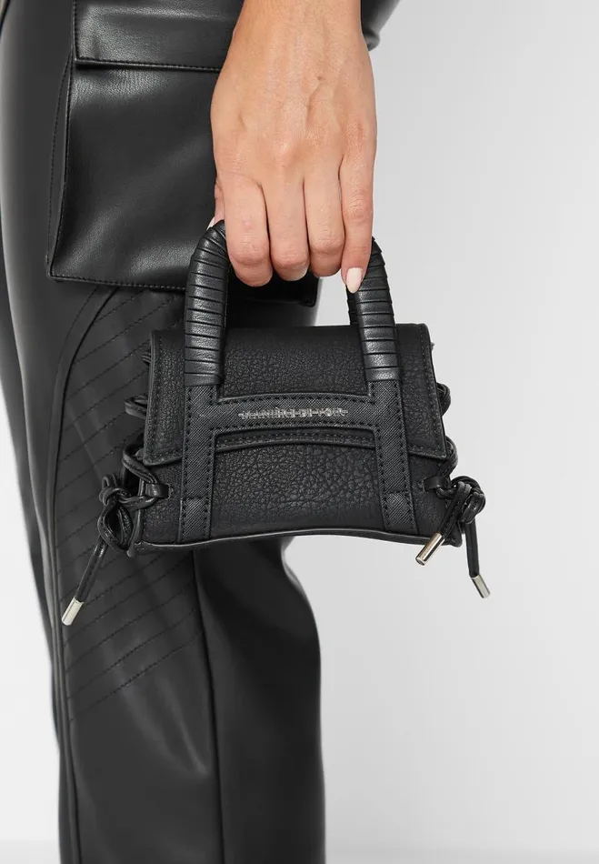 Manire De Voir Bags Manire De Voir Woman Miniature Caged Vegan Leather Lace Up Bag 8211 Black