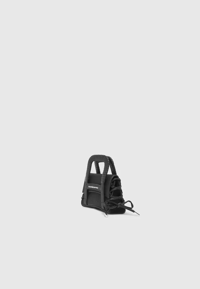 Manire De Voir Bags Manire De Voir Woman Miniature Caged Vegan Leather Lace Up Bag 8211 Black