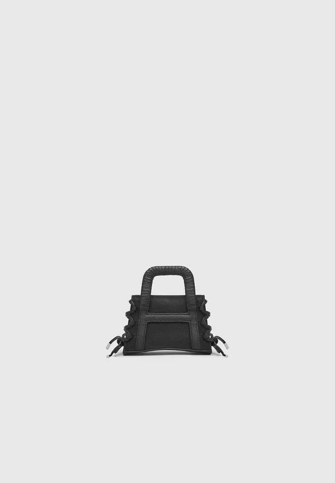 Manire De Voir Bags Manire De Voir Woman Miniature Caged Vegan Leather Lace Up Bag 8211 Black