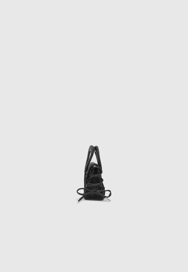 Manire De Voir Bags Manire De Voir Woman Miniature Caged Vegan Leather Lace Up Bag 8211 Black