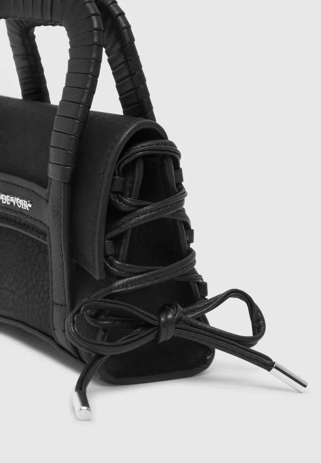 Manire De Voir Bags Manire De Voir Woman Miniature Caged Vegan Leather Lace Up Bag 8211 Black