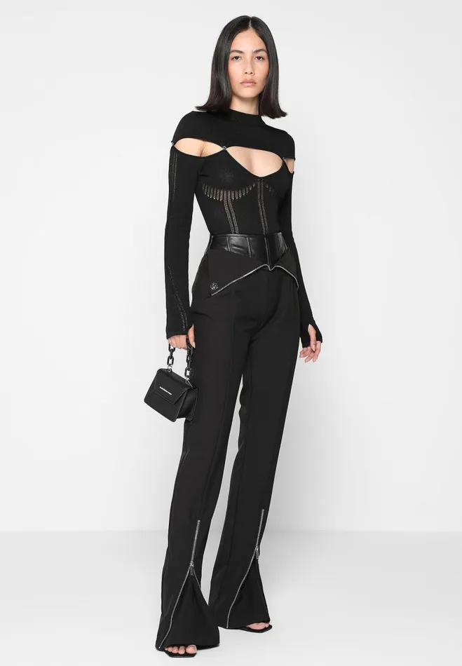 Manire De Voir Bodysuits Manire De Voir Woman Knitted Cut Out Bodysuit 8211 Black