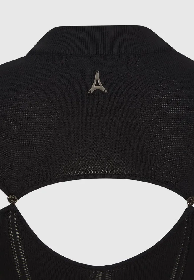 Manire De Voir Bodysuits Manire De Voir Woman Knitted Cut Out Bodysuit 8211 Black