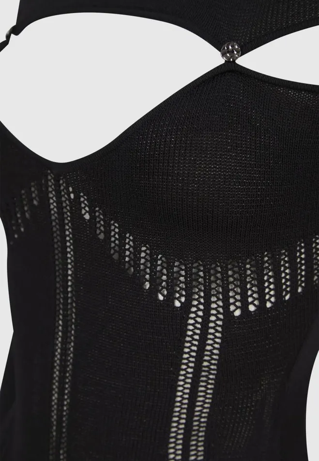 Manire De Voir Bodysuits Manire De Voir Woman Knitted Cut Out Bodysuit 8211 Black