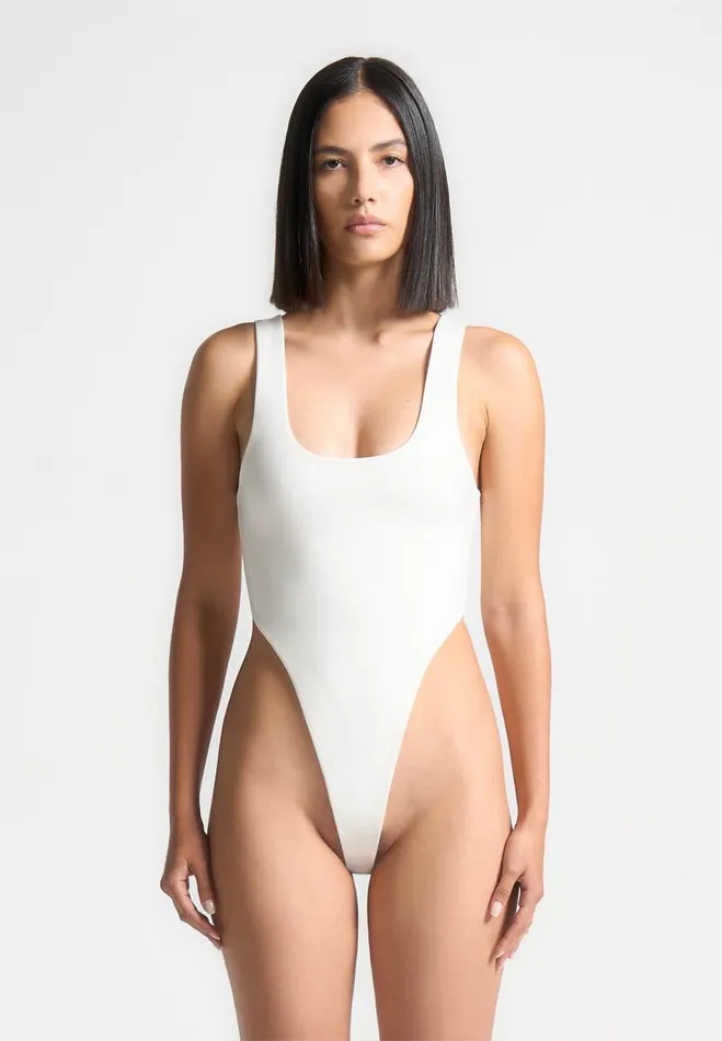 Manire De Voir Bodysuits Manire De Voir Woman ternelle Double Layer High Leg Bodysuit 8211 Off White