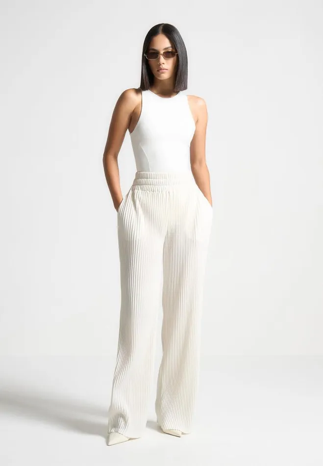 Manire De Voir Bodysuits Manire De Voir Woman ternelle Double Layer Racer Neck Bodysuit 8211 Off White