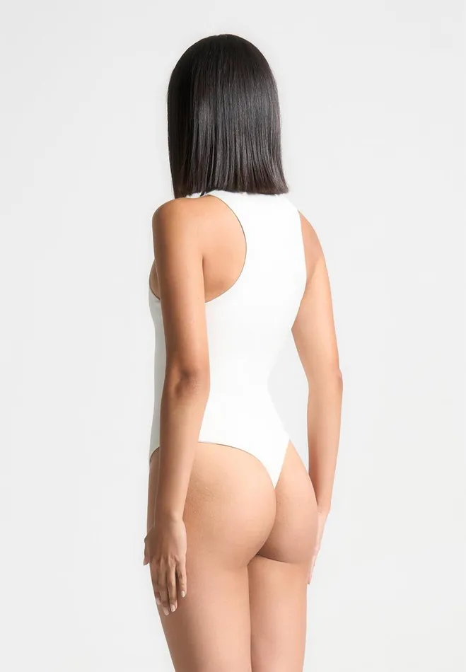 Manire De Voir Bodysuits Manire De Voir Woman ternelle Double Layer Racer Neck Bodysuit 8211 Off White