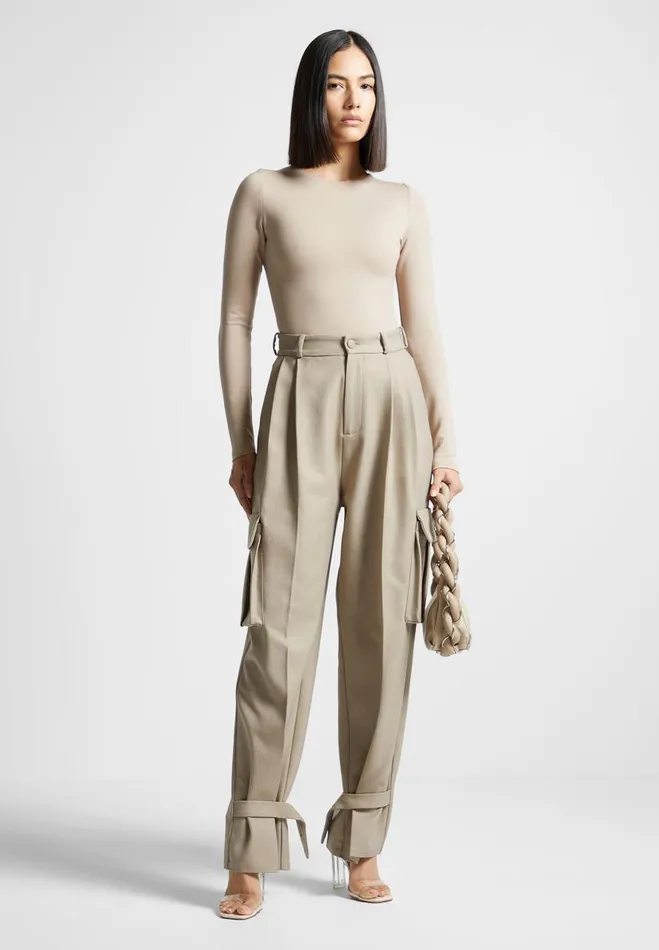 Manire De Voir Bodysuits Manire De Voir Woman ternelle Long Sleeve Bodysuit 8211 Beige