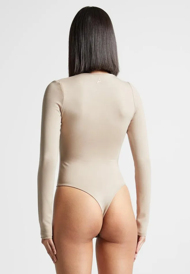 Manire De Voir Bodysuits Manire De Voir Woman ternelle Long Sleeve Bodysuit 8211 Beige