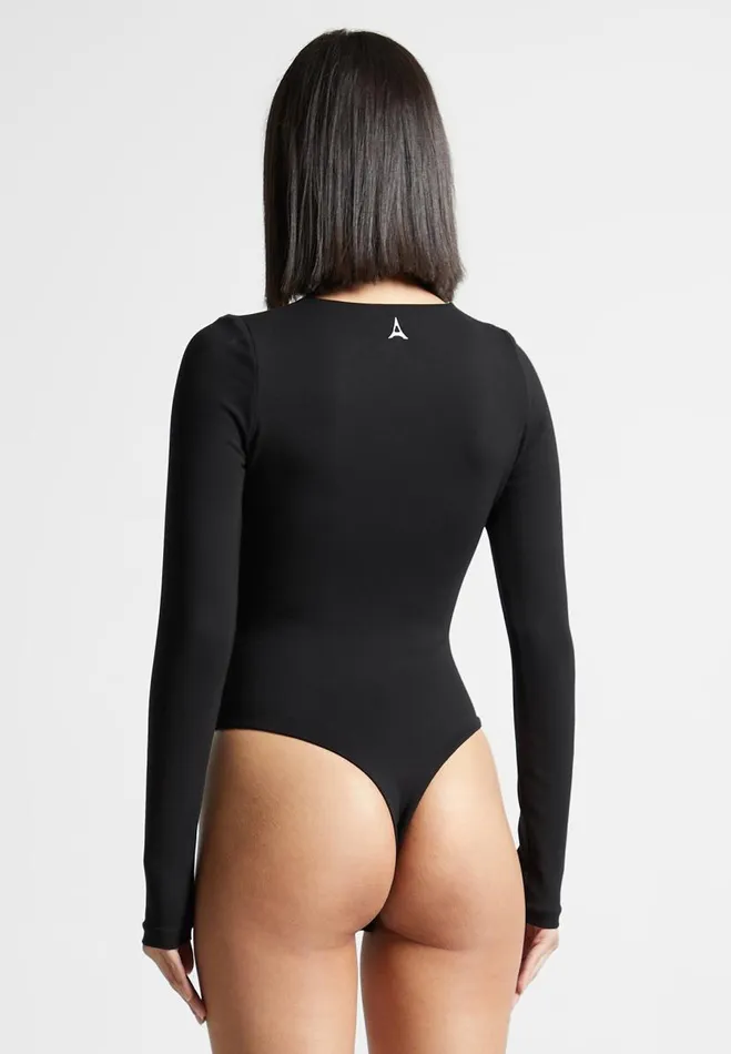 Manire De Voir Bodysuits Manire De Voir Woman ternelle Long Sleeve Bodysuit 8211 Black