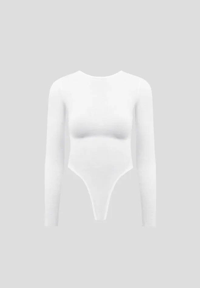 Manire De Voir Bodysuits Manire De Voir Woman ternelle Sheer Long Sleeve Bodysuit 8211 White