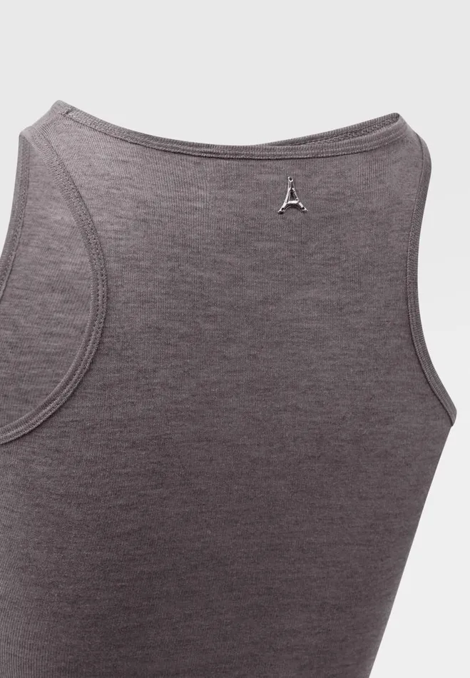 Manire De Voir Bodysuits Manire De Voir Woman ternelle Sheer Racer Neck Bodysuit 8211 Grey