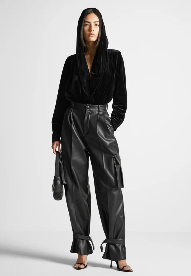 Manire De Voir Bodysuits Manire De Voir Woman Velour Hooded Bodysuit 8211 Black Manire De Voir Bodysuits Manire De Voir Woman Velour Hooded Bodysuit 8211 Black
