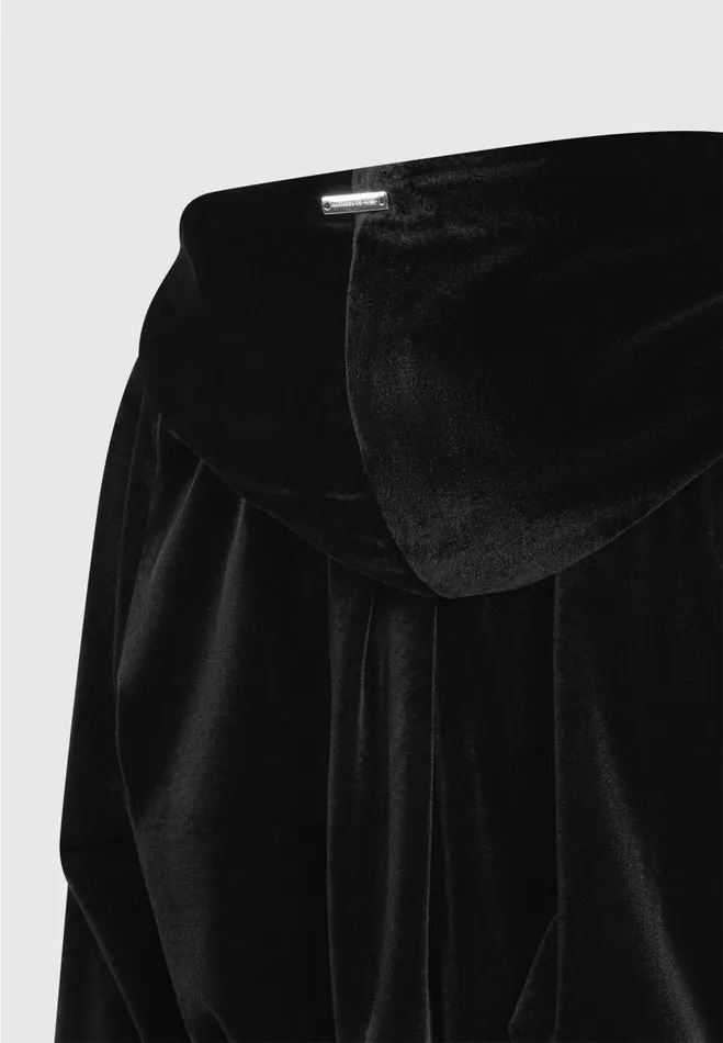 Manire De Voir Bodysuits Manire De Voir Woman Velour Hooded Bodysuit 8211 Black