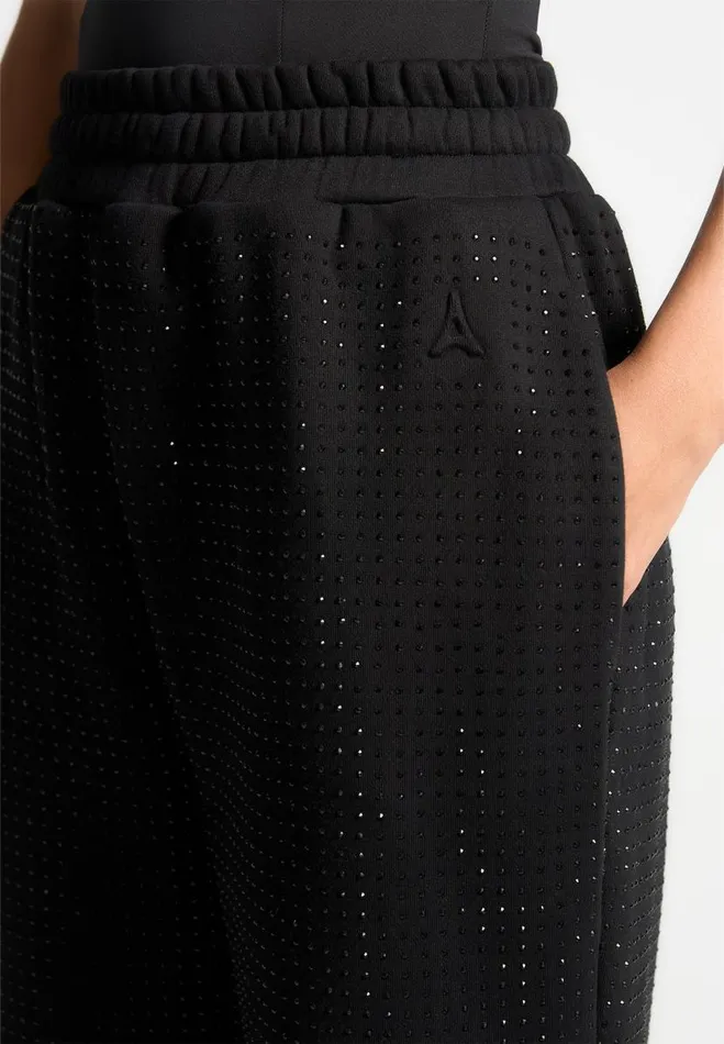 Manire De Voir Cargo Pants and Joggers Manire De Voir Woman Cuffed Rhinestone Joggers 8211 Black