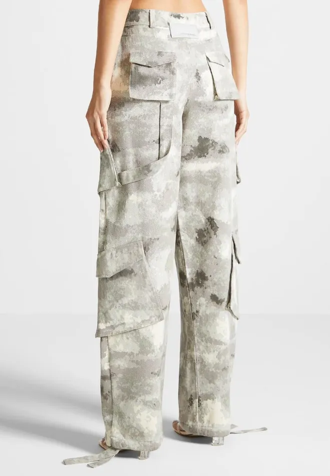 Manire De Voir Cargo Pants and Joggers Manire De Voir Woman High Waisted Camo Cargo Pants 8211 Grey