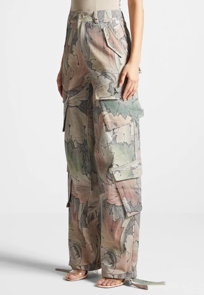 Manire De Voir Cargo Pants and Joggers Manire De Voir Woman High Waisted Renaissance Camo Cargo Pants 8211 Multi
