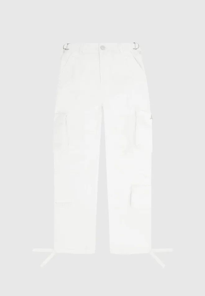 Manire De Voir Cargo Pants and Joggers Manire De Voir Woman Mid Rise Cargo Pants 8211 White