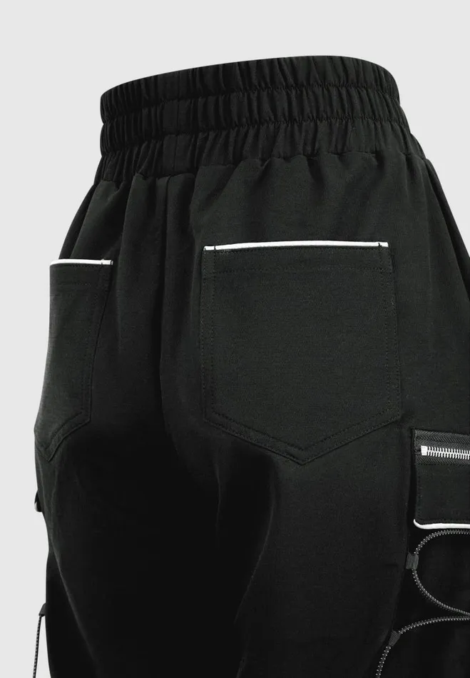 Manire De Voir Cargo Pants and Joggers Manire De Voir Woman Reflective Piped Cargo Pants 8211 Black