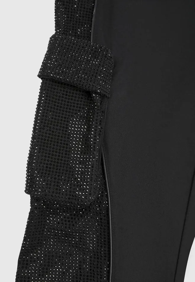 Manire De Voir Cargo Pants and Joggers Manire De Voir Woman Rhinestone Contour Cargo Pants 8211 Black
