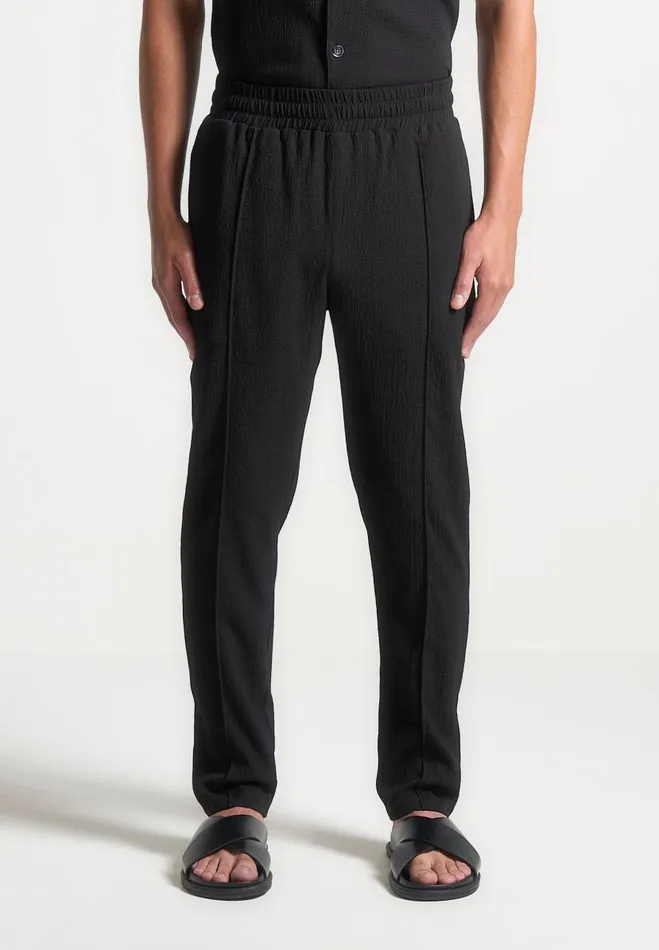 Manire De Voir Casual CoOrds Manire De Voir Man Seersucker Tapered Trousers 8211 Black