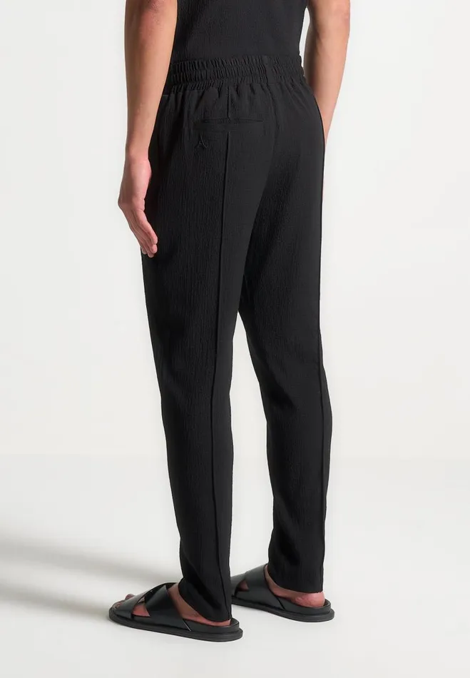 Manire De Voir Casual CoOrds Manire De Voir Man Seersucker Tapered Trousers 8211 Black