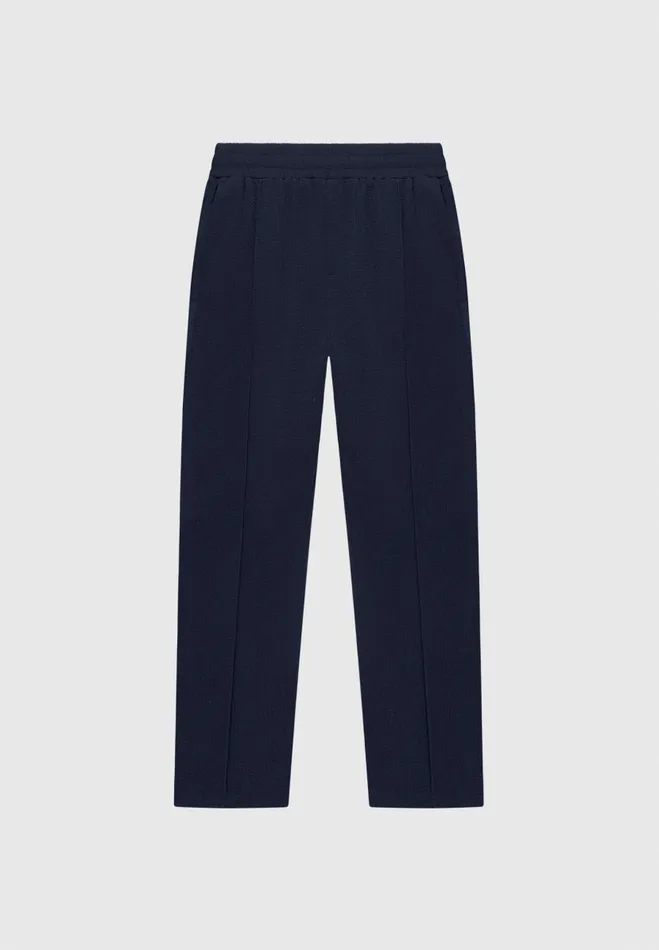 Manire De Voir Casual CoOrds Manire De Voir Man Seersucker Tapered Trousers 8211 Navy