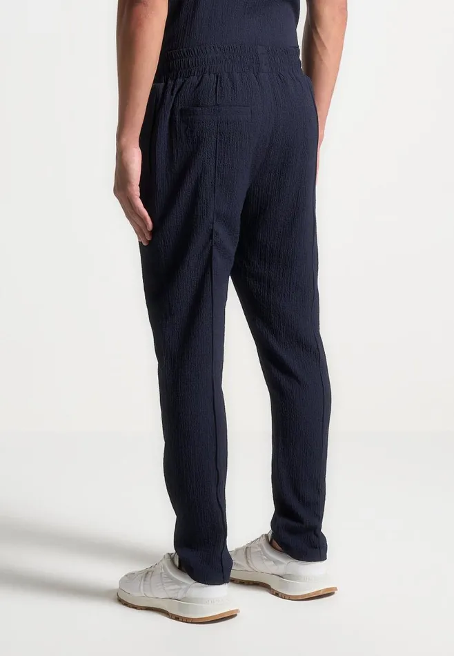 Manire De Voir Casual CoOrds Manire De Voir Man Seersucker Tapered Trousers 8211 Navy