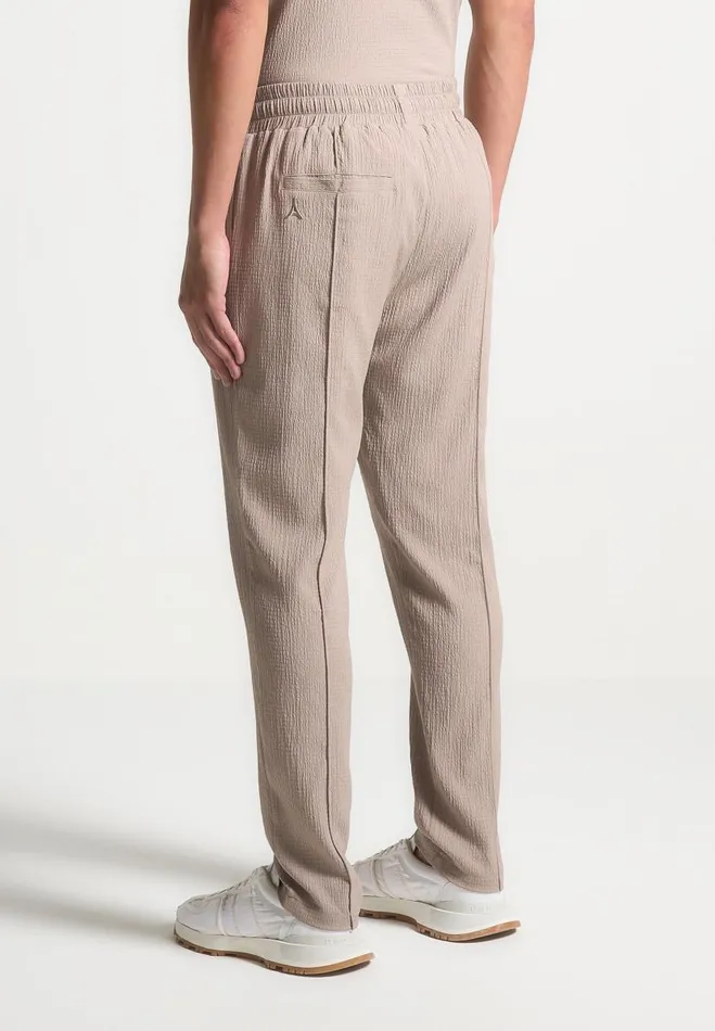 Manire De Voir Casual CoOrds Manire De Voir Man Seersucker Tapered Trousers 8211 Taupe