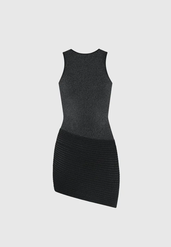 Manire De Voir Dresses Manire De Voir Woman Asymmetric Knit Mini Dress 8211 Black Marl