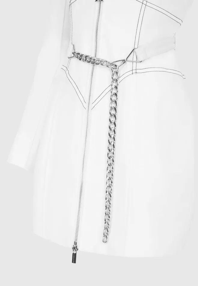 Manire De Voir Dresses Manire De Voir Woman Corset Blazer Dress With Chain 8211 White