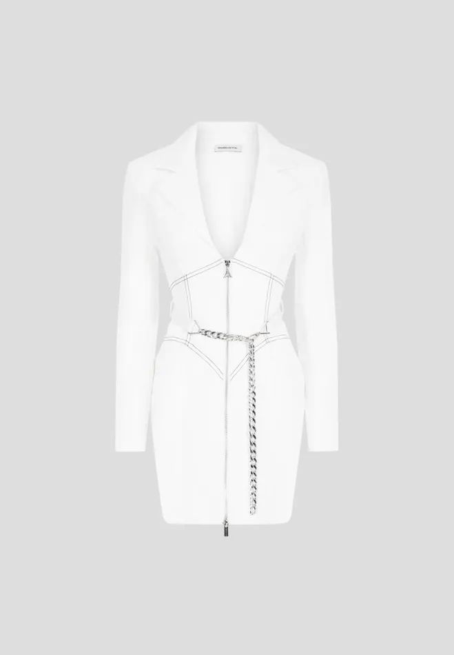 Manire De Voir Dresses Manire De Voir Woman Corset Blazer Dress With Chain 8211 White