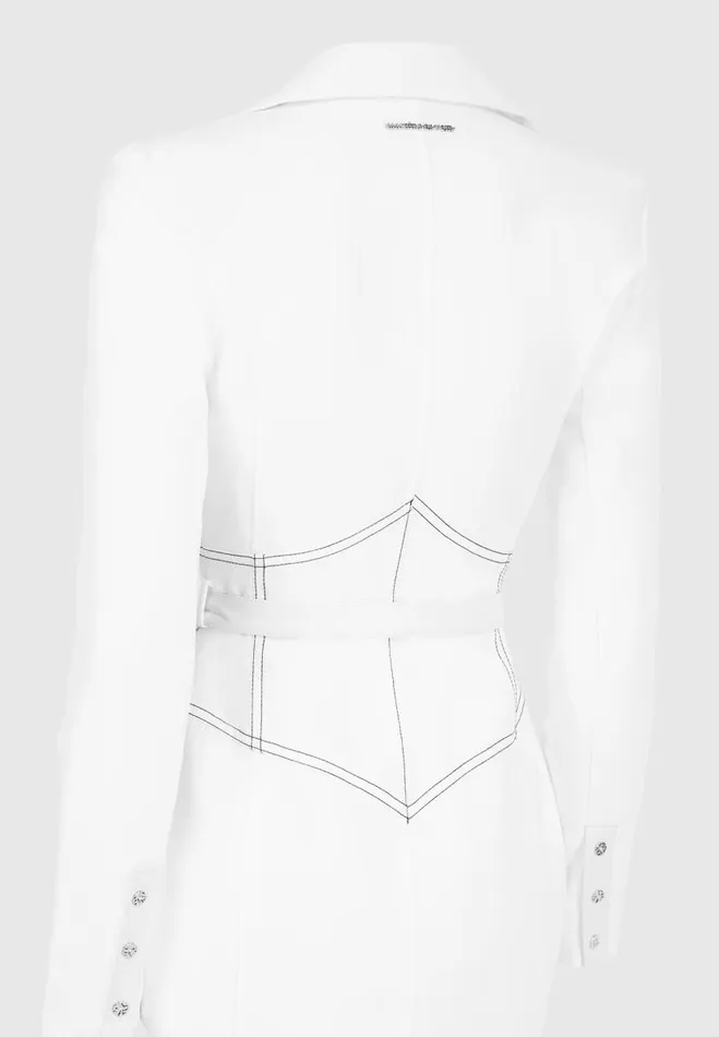Manire De Voir Dresses Manire De Voir Woman Corset Blazer Dress With Chain 8211 White